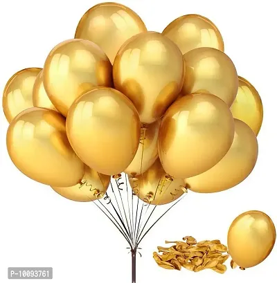 Premium Metallic Latex Balloons Pack of 50 Golden for Decoration Balloon&nbsp;&nbsp;(Gold  Pack of 50)-thumb0