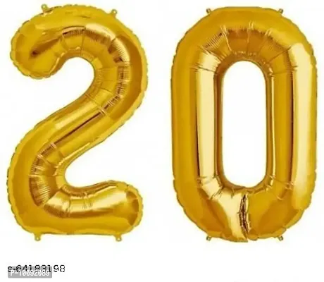 Solid Golden Twenty (20) Number Digit Numerical Foil Balloon Airwalker  (Gold  Pack of 2)-thumb0