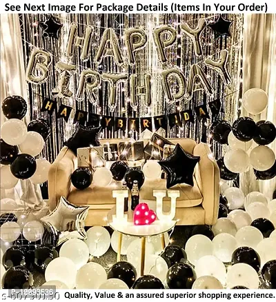 Black And White Happy Birthday Theme Decoration Kit Combo 38pcs Adult  Husband  Boys  30th  40th  60th  70th  Kids Birthday Party Decoration Items   birthday decoration items   balloons for decoration birthday-thumb0