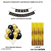 Happy Anniversary Decoration Kit For Home  33 Items Gold Combo Set  Curtains  Balloons  Foil Balloons anniversary decoration items For Bedroom-thumb1