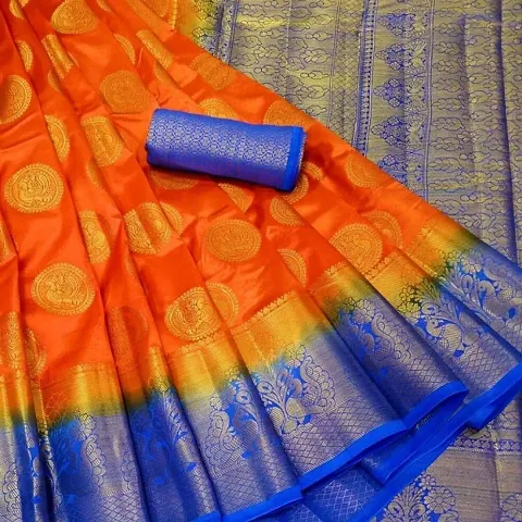 Multicoloured Art Silk Woven Design Saree with Blouse piece