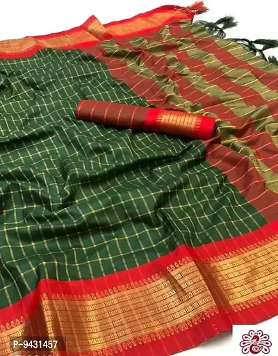 Beautiful Art Silk Checked Saree with Blouse piece-thumb0