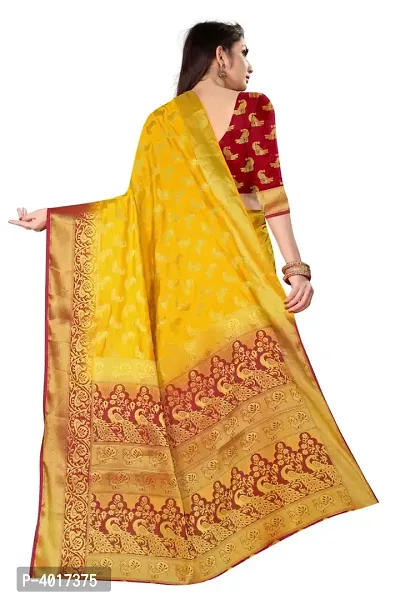 Buy Mustard Weaving Nylon Silk Saree Online