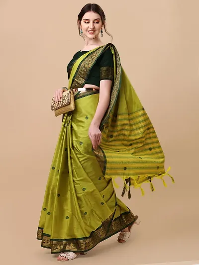 Beautiful Cotton Silk Jacquard Weaving Sarees with Blouse Piece