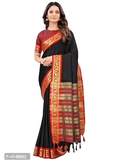 Women Cotton Silk Saree With 2 Blouse Piece-thumb3