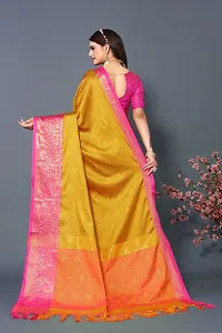Pink  Gold-Toned Woven Design Zari Silk Blend Patola Saree-thumb1