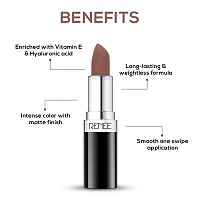 RENEE Stunner Matte Lipstick - Queen Bee 4gm| Intense Color Pay Off, Full Coverage Long Lasting Weightless Velvety Formula with One Swipe Application| Enriched with Vitamin E  Hyaluronic Acid-thumb1