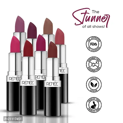 RENEE Stunner Matte Lipstick - High Power 4gm| Intense Color Pay Off, Full Coverage Long Lasting Weightless Velvety Formula with One Swipe Application| Enriched with Vitamin E  Hyaluronic Acid-thumb5