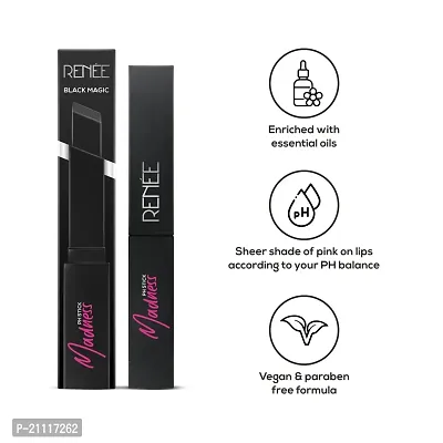 RENEE Madness Ph Lipstick 3gm - Black Lipstick With Glossy Pink Payoff - Long Lasting Nourishment, Enriched With Vitamin E  Jojoba Oil - Vegan  Paraben Free-thumb2