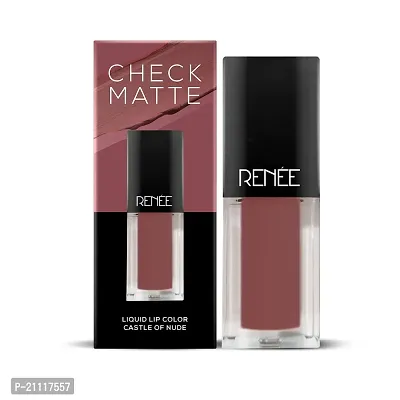 RENEE Check Matte Liquid Lip Color Castle Of Nude 2.5ml| Long Lasting, Transfer Proof  Water Resistant| Rich Color Payoff| Non Drying Formula-thumb2