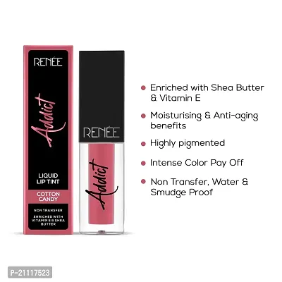 RENEE Addict Liquid Lip Tint, Water  Smudge-proof, Non-transfer Long Lasting Matte Finish, Enriched With Vitamin E, Vegan, Cotton Candy 2ml-thumb2