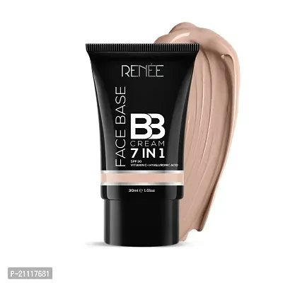 RENEE Face Base BB Cream 7 in 1 with SPF 30 PA+++ Peanut 30ml| Enriched with Hyaluronic Acid  Vitamin C| Hydrates, Nourishes  Smoothens Skin