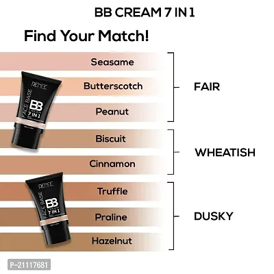 RENEE Face Base BB Cream 7 in 1 with SPF 30 PA+++ Peanut 30ml| Enriched with Hyaluronic Acid  Vitamin C| Hydrates, Nourishes  Smoothens Skin-thumb5