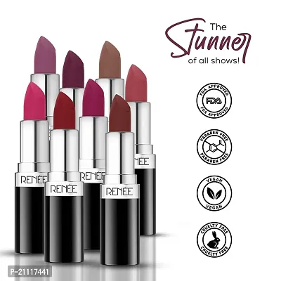 RENEE Stunner Matte Lipstick - Fired Up 4gm| Intense Color Pay Off, Full Coverage Long Lasting Weightless Velvety Formula with One Swipe Application| Enriched with Vitamin E  Hyaluronic Acid-thumb4