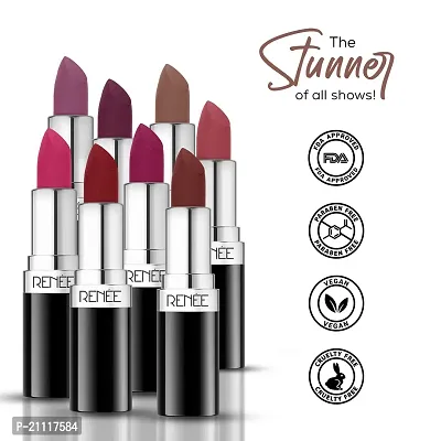 RENEE Stunner Matte Lipstick - Queen Bee 4gm| Intense Color Pay Off, Full Coverage Long Lasting Weightless Velvety Formula with One Swipe Application| Enriched with Vitamin E  Hyaluronic Acid-thumb5