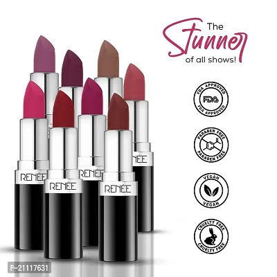 RENEE Stunner Matte Lipstick - Dare You 4gm| Intense Color Pay Off, Full Coverage Long Lasting Weightless Velvety Formula with One Swipe Application| Enriched with Vitamin E  Hyaluronic Acid-thumb5