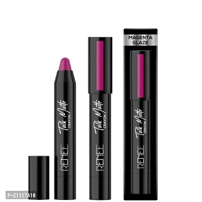 RENEE Talk Matte Crayon Lipstick - Magenta Glaze, 4.5g | Hydrating and Long-Lasting Matte Lip Color | Enriched with Vitamin E, Jojoba Oil  Cocoa Butter