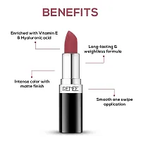 RENEE Stunner Matte Lipstick - Brave Heart 4gm| Intense Color Pay Off, Full Coverage Long Lasting Weightless Velvety Formula with One Swipe Application| Enriched with Vitamin E  Hyaluronic Acid-thumb1