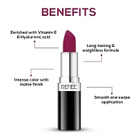 RENEE Stunner Matte Lipstick - High Power 4gm| Intense Color Pay Off, Full Coverage Long Lasting Weightless Velvety Formula with One Swipe Application| Enriched with Vitamin E  Hyaluronic Acid-thumb1