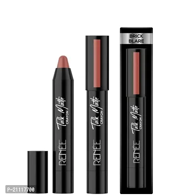 RENEE Talk Matte Crayon Lipstick - Brick Blare, 4.5g | Hydrating and Long-Lasting Matte Lip Color | Enriched with Vitamin E, Jojoba Oil  Cocoa Butter-thumb0