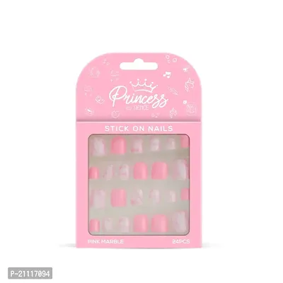 RENEE Princess Stick on Nails Pink Marble | 24 Reusable Artificial Nail Set | Lightweight, Long Lasting, Easy to Use | Quick Fix for Special Occasions-thumb0