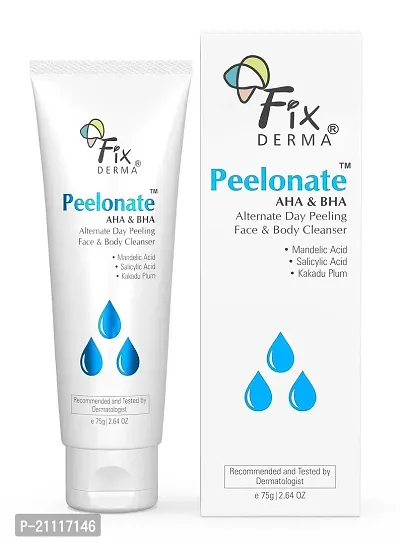 Fixderma 2% Mandelic Acid + 1% Salicylic Acid Face Wash, Peelonate AHA  BHA Face Cleanser | Face Wash for Women  Men | AHA BHA Face Wash | Cleanser for Face  Body | Face Wash for Oily Skin - 75gm