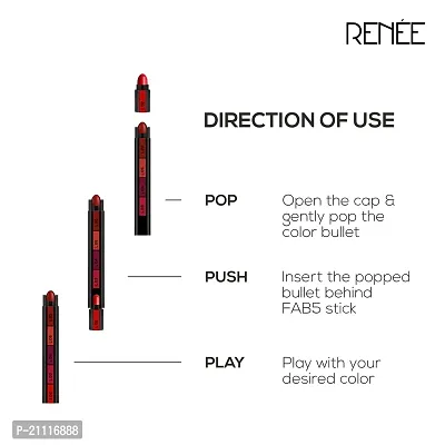 RENEE Matte Fab Bullet L 20 Red Rave 1.5 Gm - You Can Also Refill Your Fab5 Lipstick With This Bullet of Your Choice-thumb5