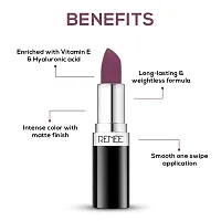 RENEE Stunner Matte Lipstick - Your Highness 4gm - Intense Color Pay Off, Full Coverage Long Lasting Weightless Velvety Formula with One Swipe Application - Enriched with Vitamin E  Hyaluronic Acid-thumb1