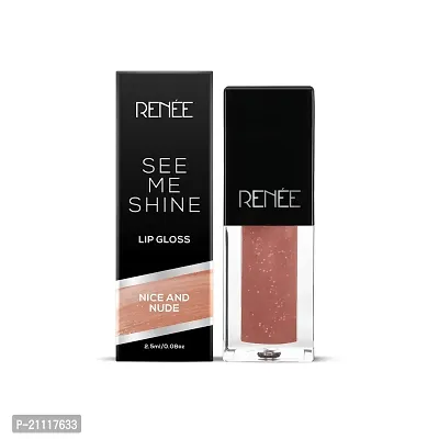 RENEE See Me Shine Lip Gloss - Nice And Nude 2.5ml | Glossy, Non Sticky  Non Drying Formula | Long Lasting Moisturizing Effect | Compact and Easy to Carry