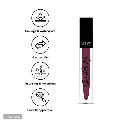 RENEE Stay With Me Matte Lip Color, Long Lasting, Non Transfer, Water  Smudge Proof, Light Weight Liquid Lipstick, Passion for Grape, 5ml-thumb2