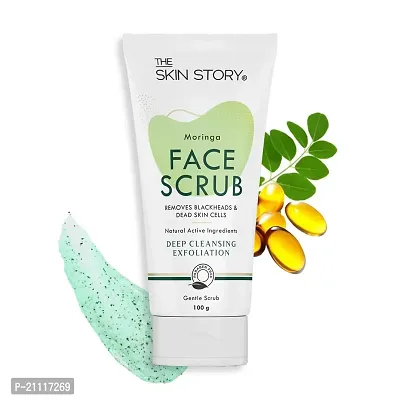 The Skin Story Exfoliating Face Scrub for Blackheads  Whiteheads | Sensitive  Normal Skin | Gentle Scrub | Moringa | 100g