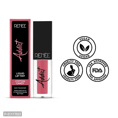 RENEE Addict Liquid Lip Tint, Water  Smudge-proof, Non-transfer Long Lasting Matte Finish, Enriched With Vitamin E, Vegan, Cotton Candy 2ml-thumb3