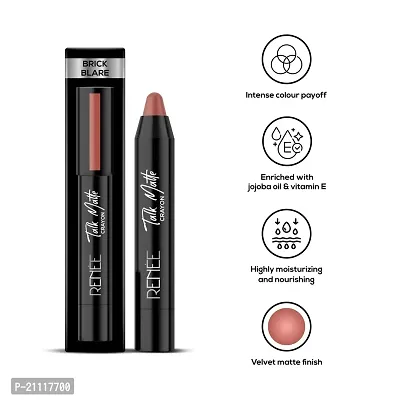 RENEE Talk Matte Crayon Lipstick - Brick Blare, 4.5g | Hydrating and Long-Lasting Matte Lip Color | Enriched with Vitamin E, Jojoba Oil  Cocoa Butter-thumb2