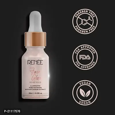 RENEE Face Gloss Primer Serum With Hyaluronic Acid Rose Gold 10ml| Nourishes Skin| Radiant Glow With Brightens Effect| Lightweight  Non Greasy Formula-thumb3