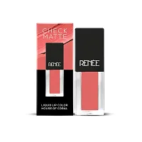 RENEE Check Matte Liquid Lip Color House Of Coral 2.5ml| Long Lasting, Transfer Proof  Water Resistant| Rich Color Payoff| Non Drying Formula-thumb1