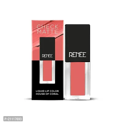 RENEE Check Matte Liquid Lip Color House Of Coral 2.5ml| Long Lasting, Transfer Proof  Water Resistant| Rich Color Payoff| Non Drying Formula-thumb2