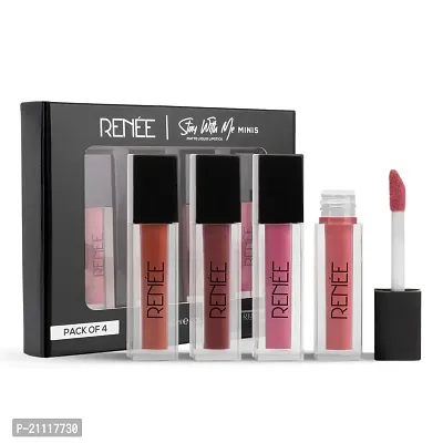 RENEE Stay With Me Mini Matte Lip Color Nutty Nudes 2ml Each| Long Lasting, Light Weight  Non Transfer Formula| Water  Smudge Proof