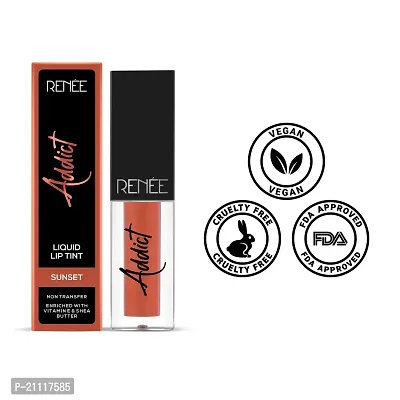 RENEE Addict Liquid Lip Tint, Water  Smudge-proof, non-transfer Long Lasting Matte Finish, Enriched With Vitamin E, Vegan, Sunset 2ml-thumb3