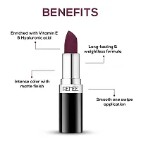 RENEE Stunner Matte Lipstick - Fired Up 4gm| Intense Color Pay Off, Full Coverage Long Lasting Weightless Velvety Formula with One Swipe Application| Enriched with Vitamin E  Hyaluronic Acid-thumb1