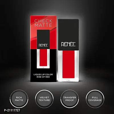 RENEE Check Matte Liquid Lip Color Rise Of Red 2.5ml| Long Lasting, Transfer Proof  Water Resistant| Rich Color Payoff| Non Drying Formula-thumb3