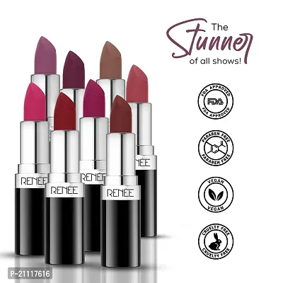 RENEE Stunner Matte Lipstick - Your Highness 4gm - Intense Color Pay Off, Full Coverage Long Lasting Weightless Velvety Formula with One Swipe Application - Enriched with Vitamin E  Hyaluronic Acid-thumb4