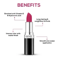 RENEE Stunner Matte Lipstick - Dare You 4gm| Intense Color Pay Off, Full Coverage Long Lasting Weightless Velvety Formula with One Swipe Application| Enriched with Vitamin E  Hyaluronic Acid-thumb1