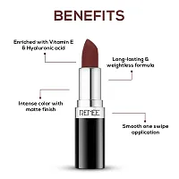 RENEE Stunner Matte Lipstick - Big Bang 4gm| Intense Color Pay Off, Full Coverage Long Lasting Weightless Velvety Formula with One Swipe Application| Enriched with Vitamin E  Hyaluronic Acid-thumb1