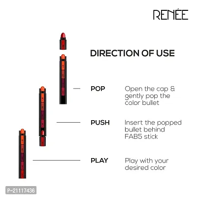 RENEE Fab 5 Refill Bullet Matte Lipstick, L 21 Tictoc Tangerine 1.5gm-thumb5