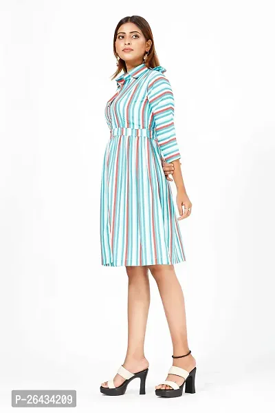 Stylish Crepe Striped Dresses For Women-thumb3