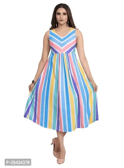 Stylish Crepe Striped Dresses For Women