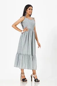 Stylish Crepe Striped Dresses For Women-thumb1