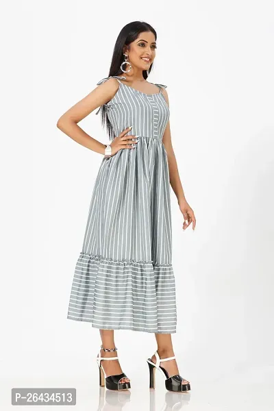 Stylish Crepe Striped Dresses For Women-thumb2