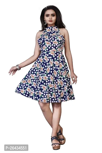 Stylish Crepe Printed Dresses For Women-thumb0