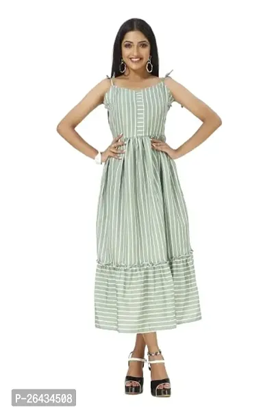 Stylish Crepe Striped Dresses For Women-thumb0